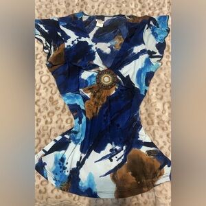 Vintage Judy Knapp California Abstract Beaded Wrap Tie Top